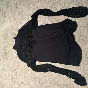 Free People Black Mesh Detail Top